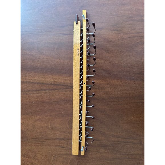 Wood & Brass Tie Rack Fratelli Reguitti, 1960s Vintage - Picture 7 of 10